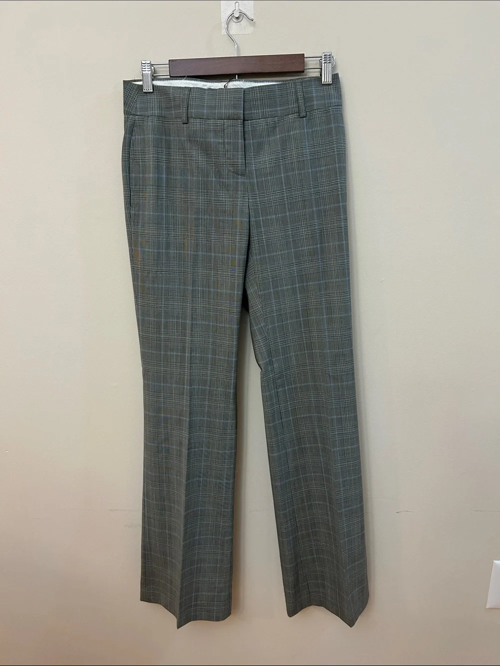 J. Crew Gray Plaid Straight-Leg Dress Trousers 100% Wool NWT